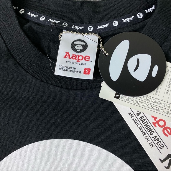 AAPE BY A BATHING APE Black Printed Men’s Long Sleeve T-Shirt Size Small - Picture 3 of 14